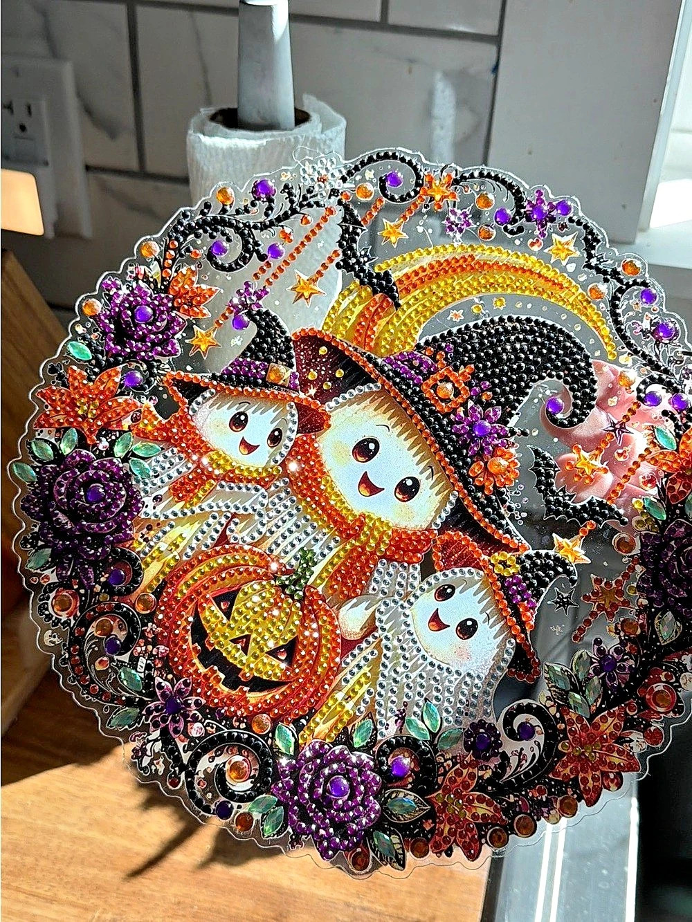 Three cute ghost witches sun-catcher made by myself.